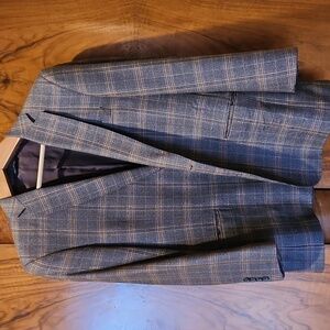 Brooks Brother Regent Wool Flannel Plaid Men's sport Coat Sz. 44 Italian Cloth.